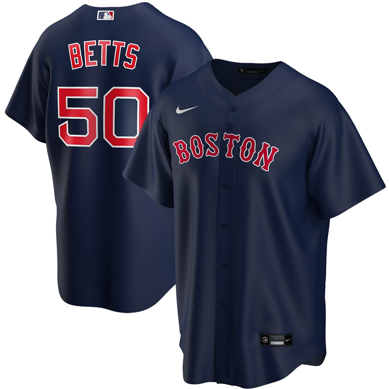 2020 MLB Men Boston Red Sox #50 Mookie Betts Nike Navy Alternate 2020 Replica Player Jersey 1->boston red sox->MLB Jersey